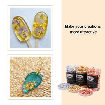 Gold Foil Flakes for Resin, 30g Gold Leaf Flakes for Nail Art, Painting, Crafts, Slime and Resin Jewelry Making (10g / Bottle)