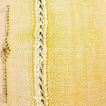 Cactus Silk Cushion, Moroccan Lumbar Pillow, 14x36, Yellow, Bohemian Pillow Cover, Embroidered Decorative Lumbar Pillow. (Yellow - With Insert Filled)