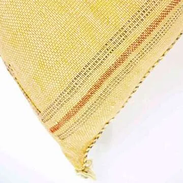 Cactus Silk Cushion, Moroccan Lumbar Pillow, 14x36, Yellow, Bohemian Pillow Cover, Embroidered Decorative Lumbar Pillow. (Yellow - With Insert Filled)