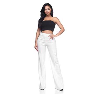 Cemi Ceri Women's High Waist Dress Pants (Sheer), Large, White