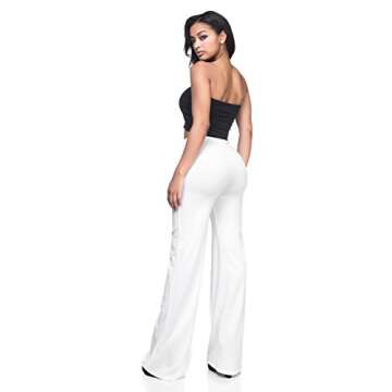 Cemi Ceri Women's High Waist Dress Pants (Sheer), Large, White