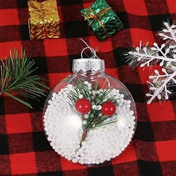 20 Clear Plastic Fillable Ornament Balls Perfect for Crafts