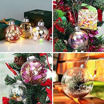 20 Pcs Clear Plastic Fillable Ornament Balls, Removable Top Clear Hanging Ornaments Ball, DIY Plastic Ornaments Round Balls, Perfect for Decoration On Christmas Trees, Wedding, Party (60 mm)