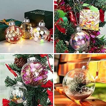 20 Clear Plastic Fillable Ornament Balls Perfect for Crafts