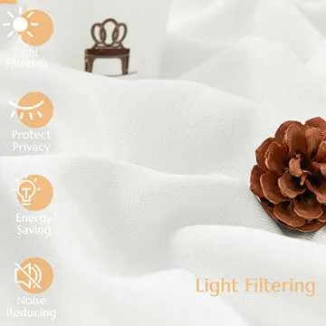 jinchan Linen Textured Curtain 96 Inch Long for Living Room Light Filtering Thermal Insulated Grommet Top Window Drape for Bedroom 52x96 White 1 Panel
