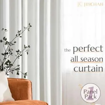 jinchan Linen Textured Curtain 96 Inch Long for Living Room Light Filtering Thermal Insulated Grommet Top Window Drape for Bedroom 52x96 White 1 Panel