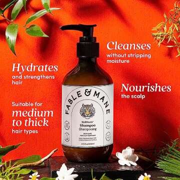 Fable and Mane HoliRoots Coconut Oil Shampoo for Women - Moisturizing, Hydrating, Clarifying for Dry, Damaged Hair - 8.5 FL oz