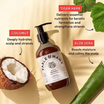 Fable and Mane HoliRoots Coconut Oil Shampoo for Women - Moisturizing, Hydrating, Clarifying for Dry, Damaged Hair - 8.5 FL oz