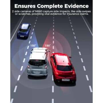 AZDOME 360° Dash Cam with 4 Adjustable Lenses and IR Night Vision