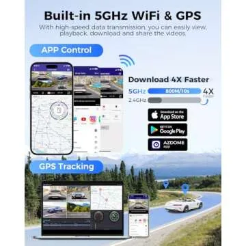 AZDOME 360° Dash Cam with 4 Adjustable Lenses and IR Night Vision