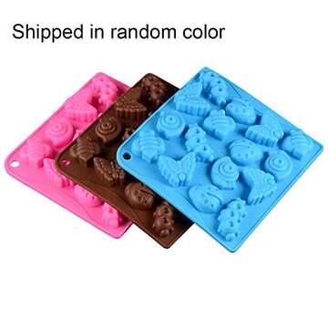 2Pcs 16 Cavity Insect Silicone Molds Butterfly Snail Ladybug Bee Bug Chocolate Candy Mold Insects Crayon Wax Melt Mini Soap Mould Ice Cube Tray (Random Colors)