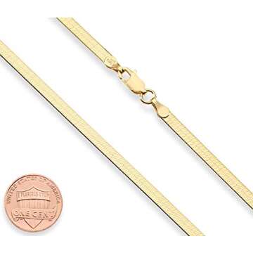 Miabella Solid 18K Gold Over Sterling Silver Herringbone Necklace for Stylish Elegance