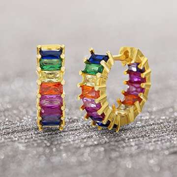 Devin Rose Sterling Silver Yellow Huggie Earrings