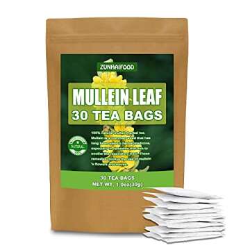 Mullein Leaf Tea Bags, 30 Teabags, Natural Mullein Herbal Tea
