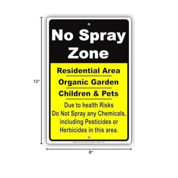 No Spray Zone Residential Area Organic Garden Children and Pets Notice Plate Aluminium Metal 8"x12" Sign