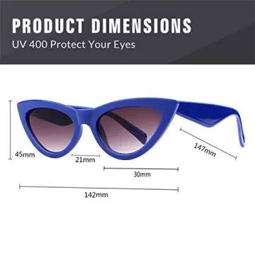ADE WU Retro Cat Eye Sunglasses for Women Vintage Fashion Cateye Sunglasses Womens Ladies Non Polarized Sun Glasses