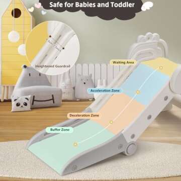 Kids Slide for Toddlers Age 1.5 to 3.5 Years Old, 2024 Foldable Outdoor and Indoor Playground Toy Easy to Store Baby Slide Climber Playset Gift for Kids, Grey