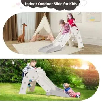 Kids Slide for Toddlers Age 1.5 to 3.5 Years Old, 2024 Foldable Outdoor and Indoor Playground Toy Easy to Store Baby Slide Climber Playset Gift for Kids, Grey