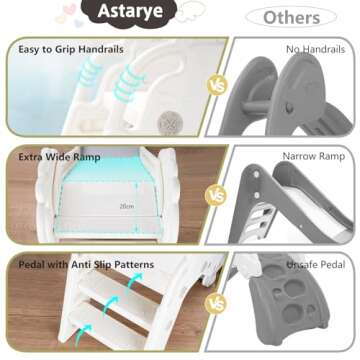 Kids Slide for Toddlers Age 1.5 to 3.5 Years Old, 2024 Foldable Outdoor and Indoor Playground Toy Easy to Store Baby Slide Climber Playset Gift for Kids, Grey