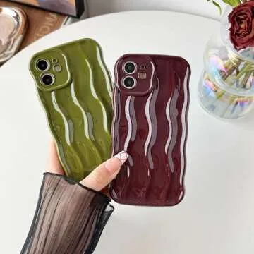 Caseative Water Ripple Pattern Curly Wave Frame Soft Compatible with iPhone Case (Silver,iPhone 12)