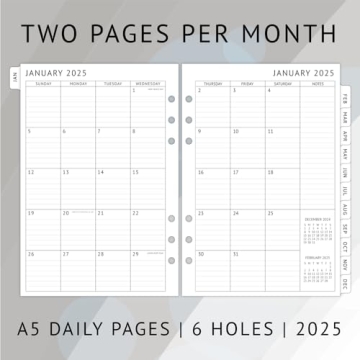 2025 Daily Planner Refill for A5 Organizers - Perfect for Scheduling