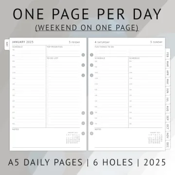 2025 Daily Planner Refill for A5 Organizers - Perfect for Scheduling