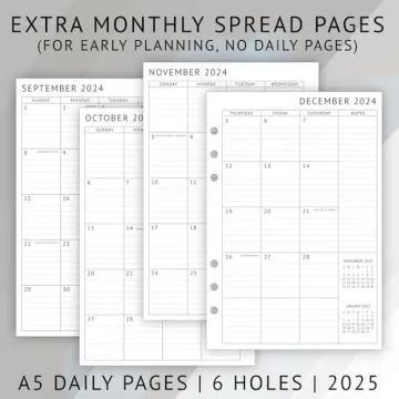 2025 Daily Planner Refill for A5 Organizers - Perfect for Scheduling