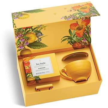 Tea Forte Paradis Gift Set with Cafe Cup, Tea Tray and 10 Handcrafted Pyramid Tea Infuser Bags