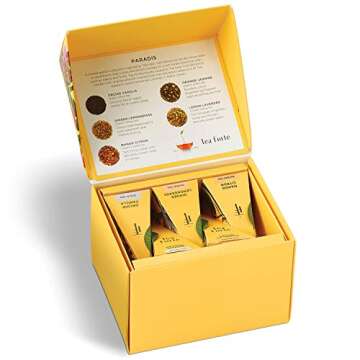 Tea Forte Paradis Gift Set with Cafe Cup, Tea Tray and 10 Handcrafted Pyramid Tea Infuser Bags