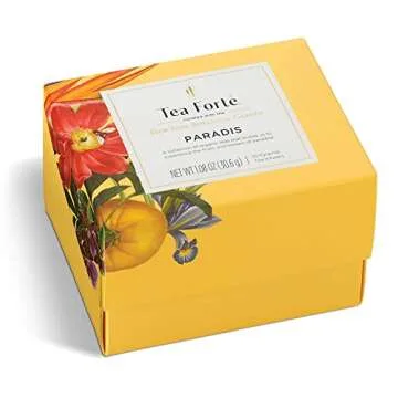Tea Forte Paradis Gift Set with Cafe Cup, Tea Tray and 10 Handcrafted Pyramid Tea Infuser Bags