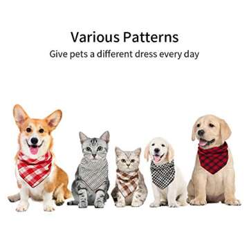 TRAVEL BUS Dog Bandana- 5pcs Washable Dog Bandanas Square Reversible Plaid Stripe Printing Dog Kerchief Set Scarf Accessories for Small to Large Dogs Cats Pets