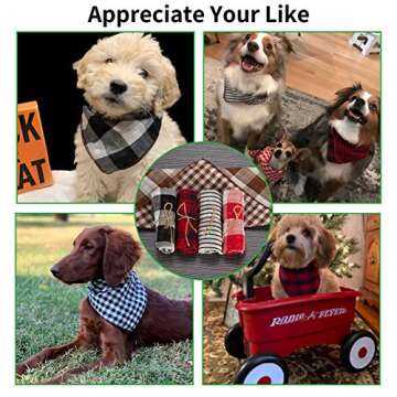 TRAVEL BUS Dog Bandana- 5pcs Washable Dog Bandanas Square Reversible Plaid Stripe Printing Dog Kerchief Set Scarf Accessories for Small to Large Dogs Cats Pets