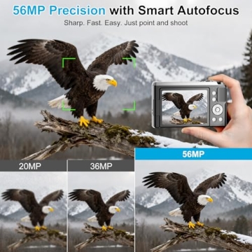 4K Digital Camera for Photography- 56MP Autofocus Vlogging Camera with 3" 180° Flip Screen, 16X Zoo...