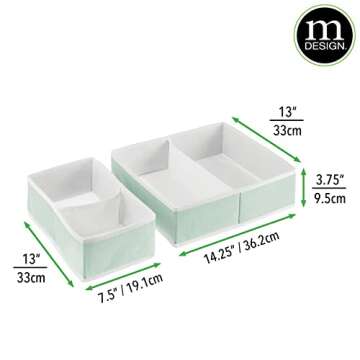 mDesign Fabric Drawer Organizer Bins for Kids