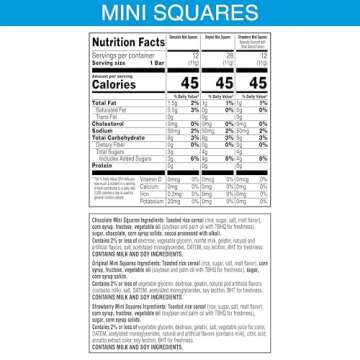 Rice Krispies Treats Mini Crispy Marshmallow Squares, Kids Snacks, Lunch Snacks, Variety Pack, 20.1oz Box (52 Bars)