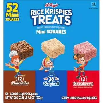 Rice Krispies Treats Mini Crispy Marshmallow Squares, Kids Snacks, Lunch Snacks, Variety Pack, 20.1oz Box (52 Bars)