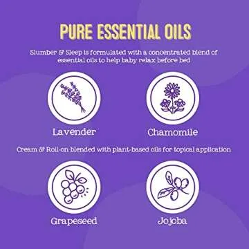 Oilogic Slumber & Sleep Baby Bath Essentials Gift Set, 5-Pack - Essential Oil Care Includes Roll-On, Calming Cream, Vapor Bath, and Two Linen Mist - Relaxing Lavender & Chamomile