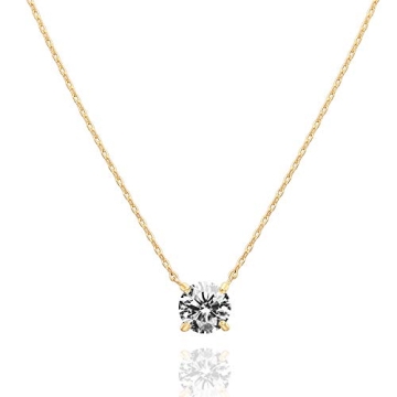 PAVOI 14K Gold Plated Crystal Solitaire Necklace | Elegant Women's Jewelry
