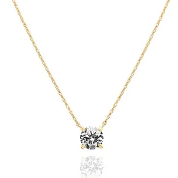 PAVOI 14K Gold Plated Crystal Solitaire Necklace | Elegant Women's Jewelry