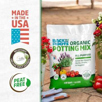 Back to the Roots 100% Organic Potting Mix (Value 12 Quart) - Sustainable and Nutrient-Rich Blend