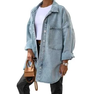 Saodimallsu Women's Stylish Oversized Denim Jacket