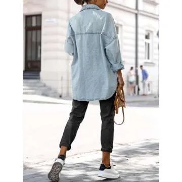 Saodimallsu Women's Stylish Oversized Denim Jacket
