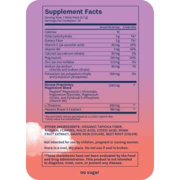 Recess Mood Powder, Calming Magnesium L-Threonate Blend with Passion Flower, L-Theanine, Electrolytes, Magnesium Calm Support Supplement