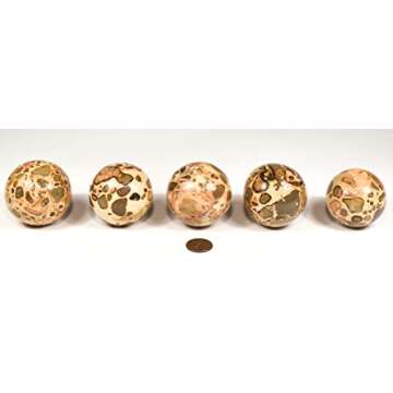 HQRP 47mm Leopardite/Leopardskin Jasper Sphere Polished Natural Rhyolite Conglomerate Gemstone Crystal Mineral Ball - Peru + Stand (1PC)