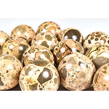 HQRP 47mm Leopardite/Leopardskin Jasper Sphere Polished Natural Rhyolite Conglomerate Gemstone Crystal Mineral Ball - Peru + Stand (1PC)