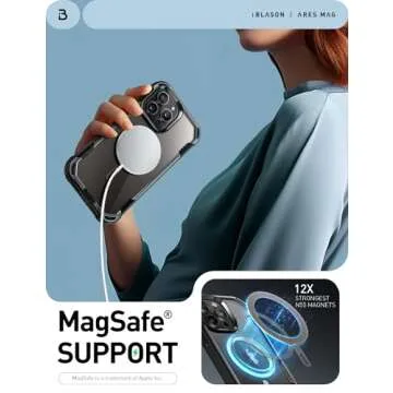 i-Blason Ares Magnetic for iPhone 15 Pro Max Case MagSafe with Built-in Screen Protector [Military-Grade Protection] Clear Slim Full-Body Shockproof Bumper Phone Case for iPhone 15 Pro Max (Black)