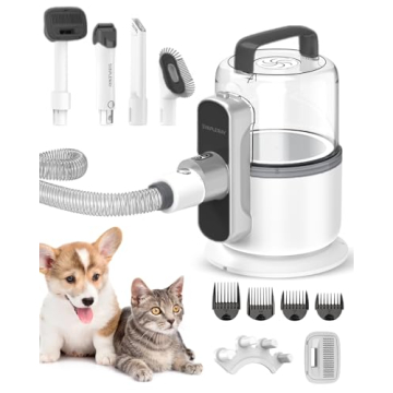 Simple Way Pet Grooming Vacuum, 6 in 1 Dog Grooming Kit with 3 Suction Mode and Large Capacity Dust ...