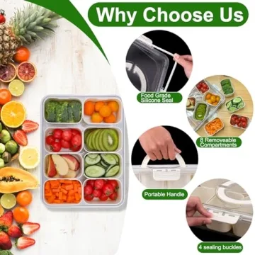 AIERSA 8 Compartment Snack Box Container for Travel