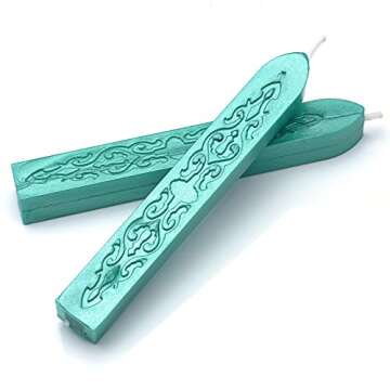 Yoption Sealing Wax Sticks with Wicks Antique Fire Manuscript Sealing Wax for Wax Seal Stamp (Green)