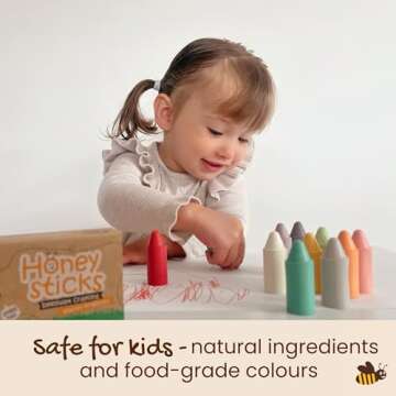 Honeysticks 100% Pure Beeswax Crayons (12 Pack) - Pastel Colored, Non Toxic Crayons, Safe for Babies...